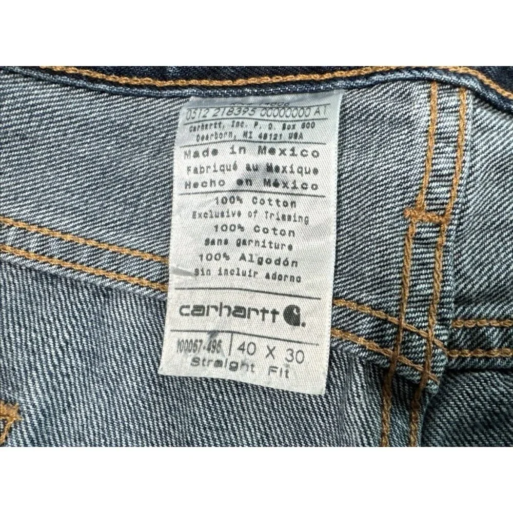 Carhartt Jeans Mens 40 Blue Denim Straight Fit Relaxed Work Pants‎ 40x30
